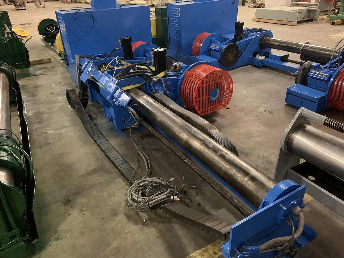 Used 87" JAGENBERG SHAFTLESS FLOOR PICK UP UNWIND STAND MDL SE-15 60" OD ROLL CAPACITY