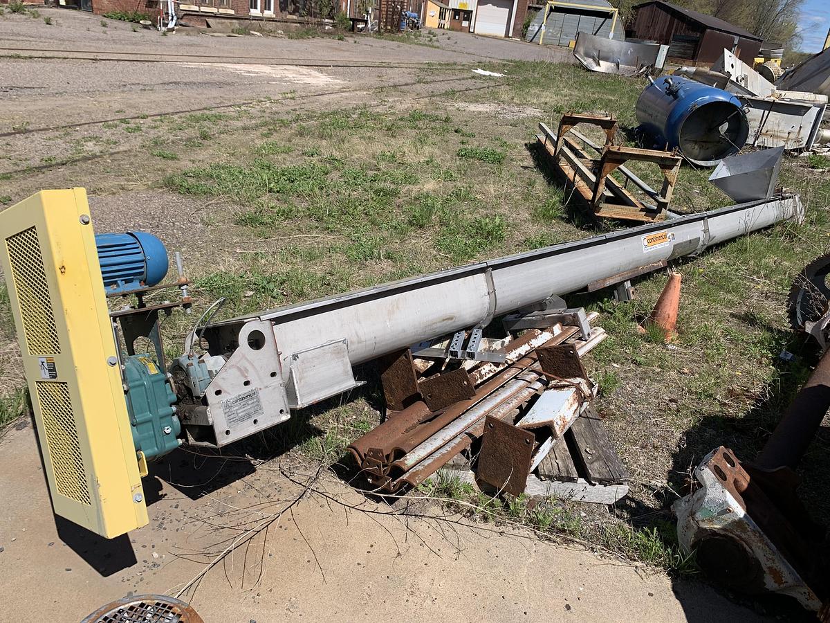 Used CONTINENTAL STAINLESS STEEL SCREW CONVEYOR 25' LONG