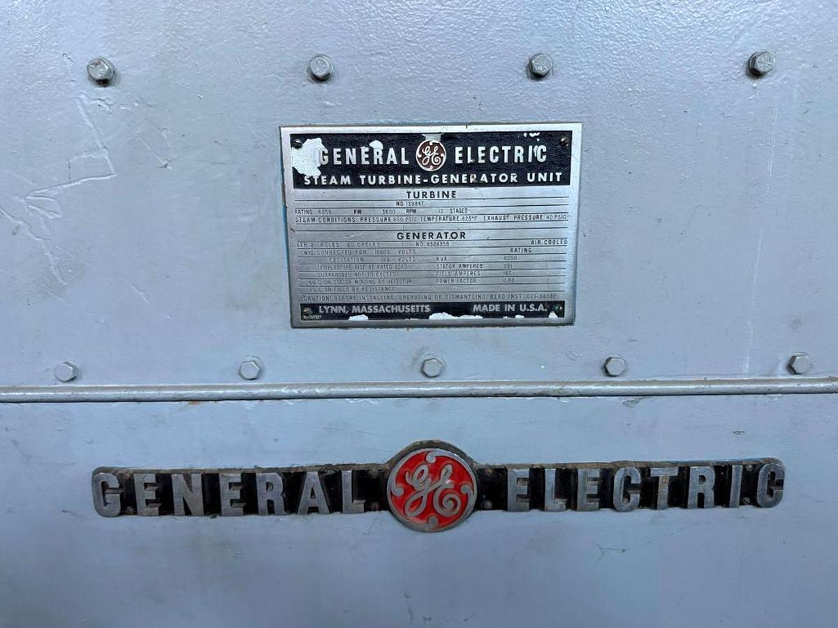 Used 3600KW-6250KVA GENERAL ELECTRIC STEAM TURNBINE MODEL NUMBER 139847