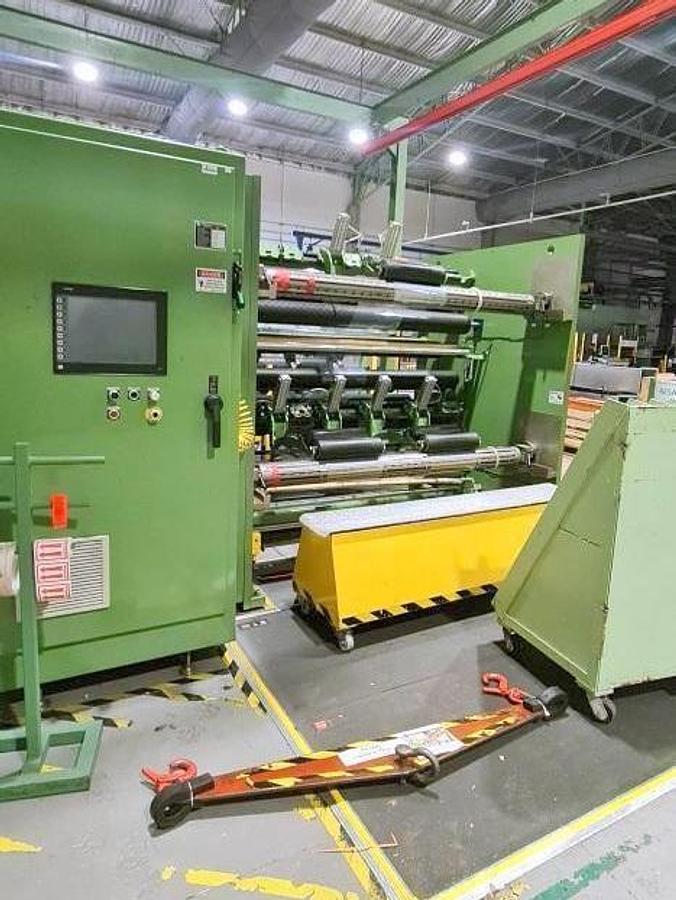 Used 72" WIDE PARKINSON TECHNOLOGIES MODEL 845 DUPLEX SLITTER REWINDER