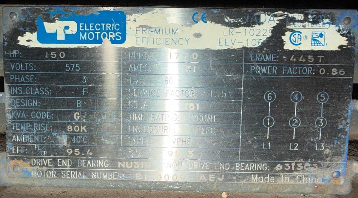 Used 150HP VP ELECTRIC 575V MOTOR