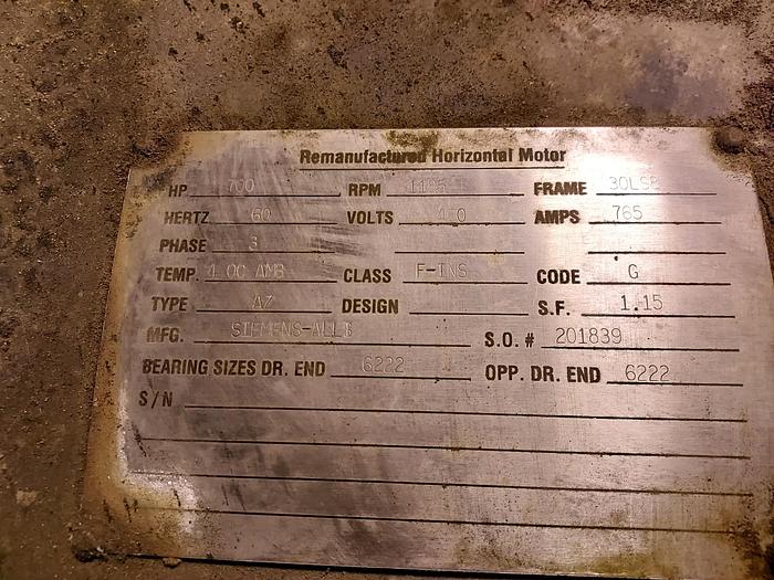 Used  SIEMENS-ALLIS 700 HP MOTOR 1155 RPM