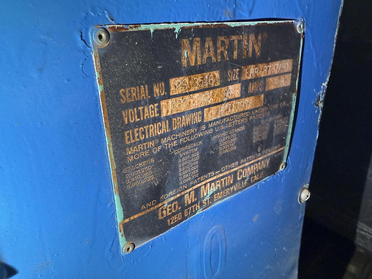 Used MARTIN SHAFTLESS FLOOR PICK UP UNWIND STAND 60" DIAMETER