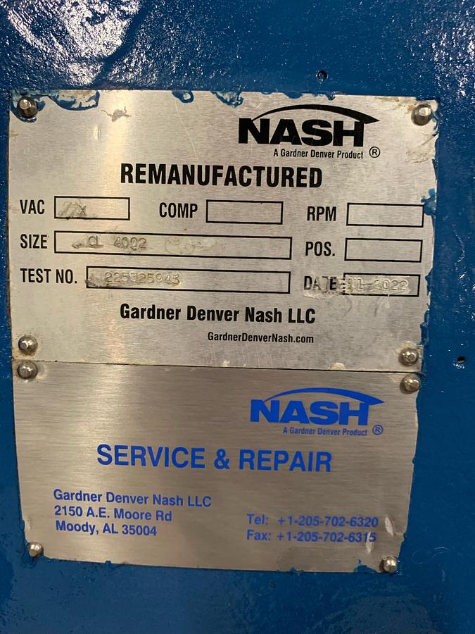 Used NASH CL4002 VACUUM PUMP REMANUFACTURED 2022