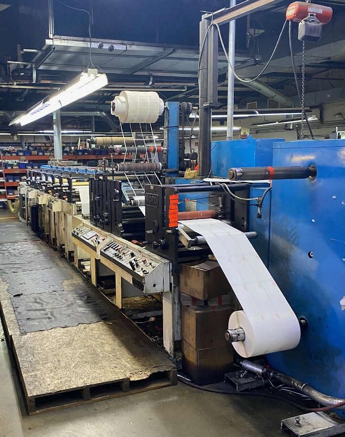 Used 16" WIDE ROTOPRESS MODEL 6516 8 COLOR 3 DIE STATIONS FLEXO PRESS