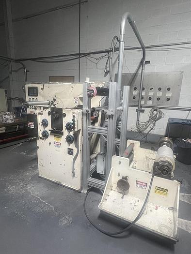 Used 16" WIDE INDEPENDENT MACHINE CO. DUPLEX TURRET SLITTER REWINDER