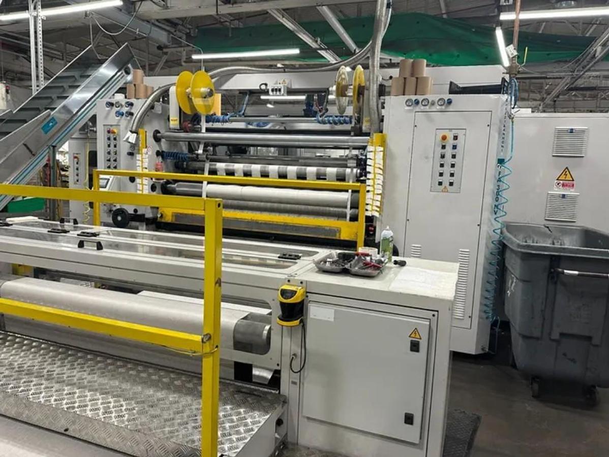Used 62" WIDE GHEZZI & ANNONI MODEL FA 300 NV FULLY AUTOMATIC TAPE SLITTER MFG 2020