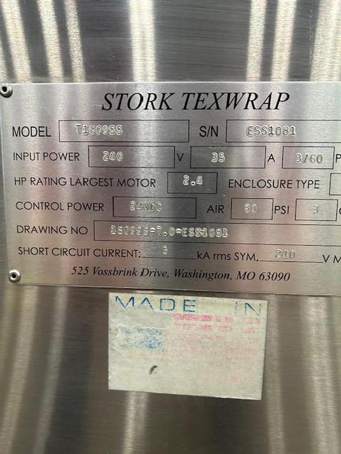 Used TEXWRAP 1809SS SERVO SIDE SEAL SHRINK WRAP SYSTEM W/ TEXWRAP 24"L ADJUSTABLE WIDTH CONVEYOR