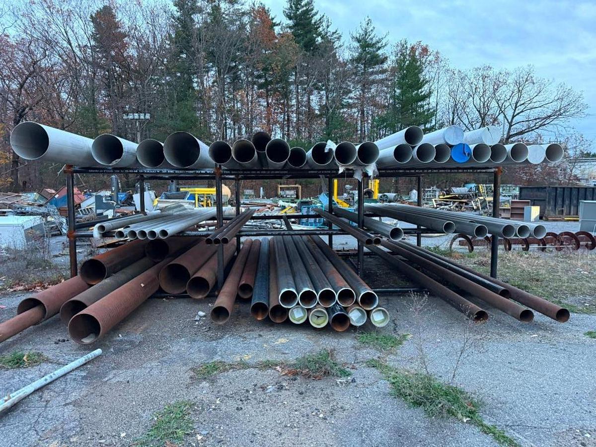 Used LARGE AMOUNT OF CAST, STAINLESS STEEL, ALUMINUM, GALVINIZED AND PVC PIPES