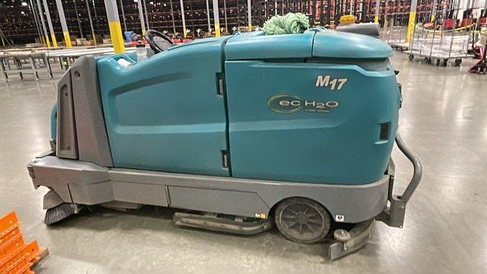 Used TENNANT M17 BATTERY-POWERED RIDE-ON SWEEPER-SCRUBBER