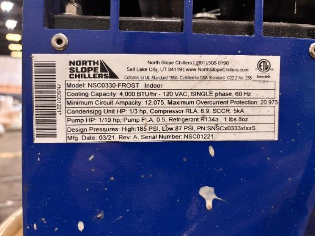 Used 2021 NORTH SLOPE CHILLERS NSC0330-FROST 4,000 BTU INDORR UNIT