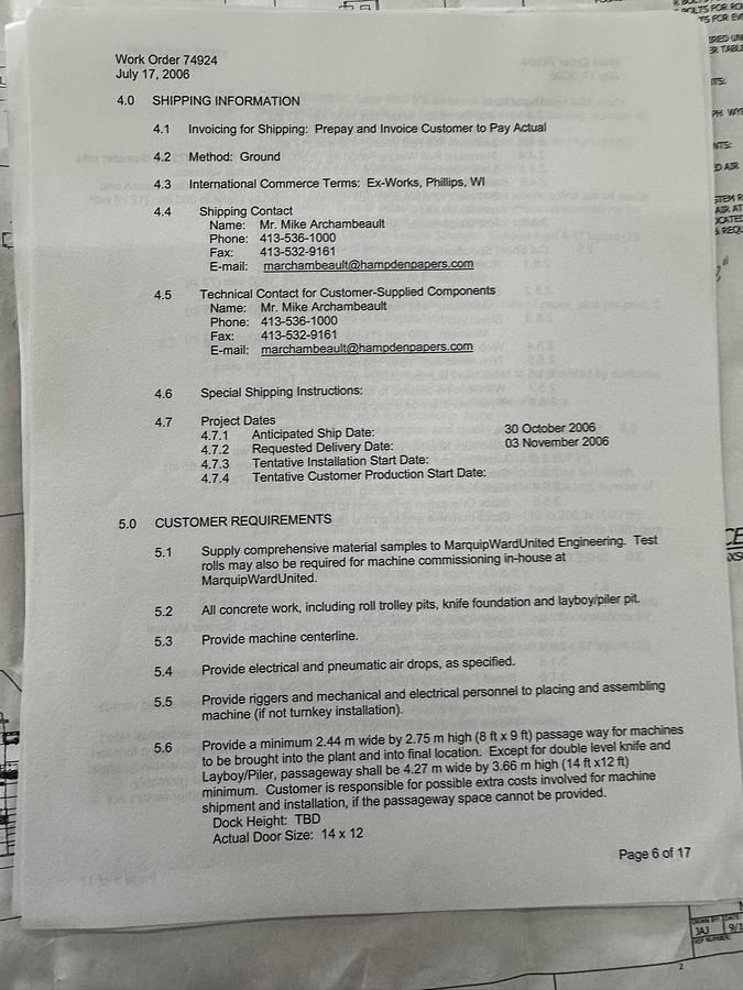 Used 73" WIDE BW PAPERSYSTEMS / MARQUIP DUAL ROTARY SHEETER WITH D2 SPLICER