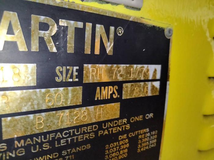 Used 72" MARTIN SHAFTLESS FLOOR PICK UP UNWIND STAND 72" OD - PENDING