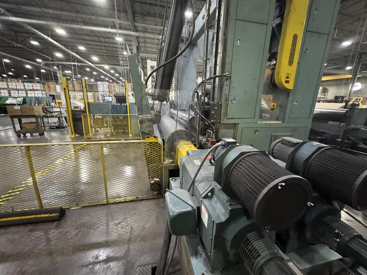 Used 95" WIDE A&F TWO DRUM SLITTER REWINDER - SHAFTLESS 72" DIAMETER REWIND