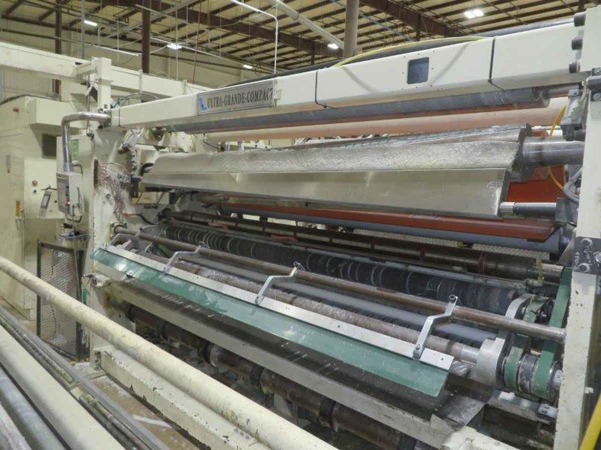 Used 2010 BAOSUO ULTRA COMPACT 102" KITCHEN TOWEL REWINDING LINE WITH LOG SAW AND PACKAGING
