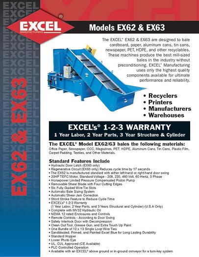 Used EXCEL MODEL EX-62 TWIN CYLINDER CLOSED DOOR BALER WITH CONVEYOR