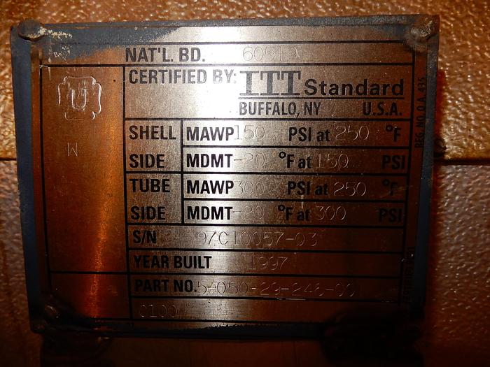 Used LAKEHEAD HEAT EXCHANGER MAWP 150 PSI AT 250 DEGREES F