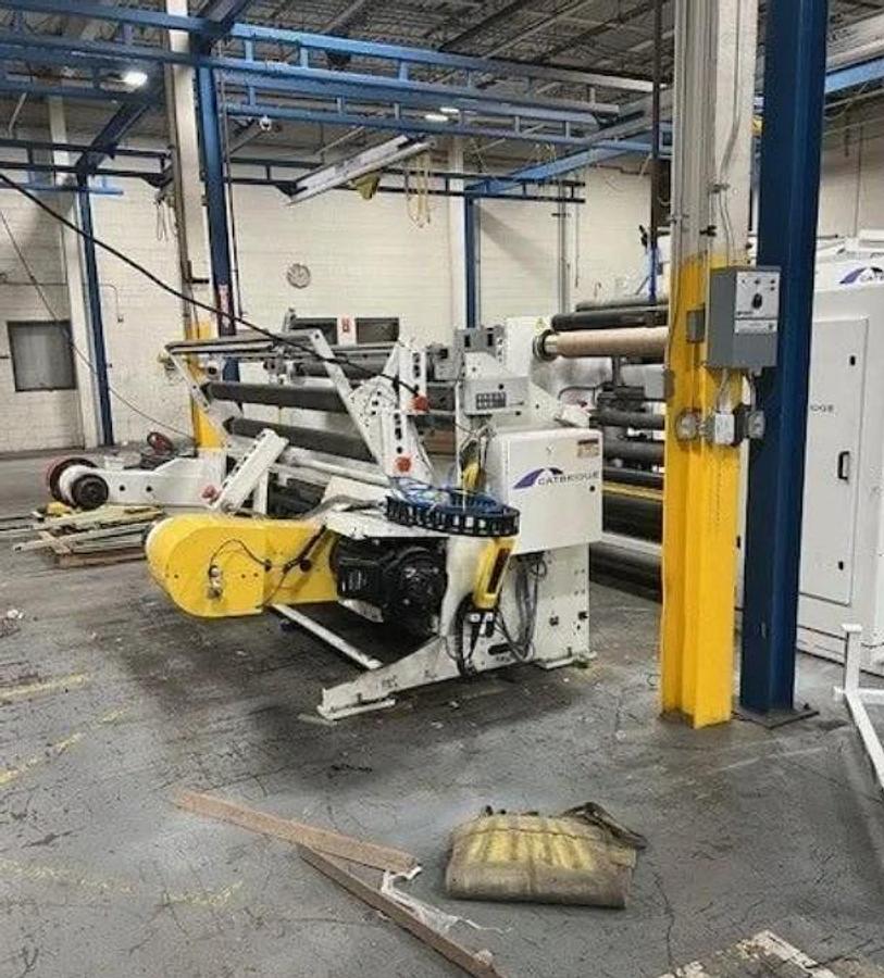 Used 55" WIDE CATBRIDGE DUPLEX TURRET SLITTER REWINDER WITH CORE LOADING - MFG 2018