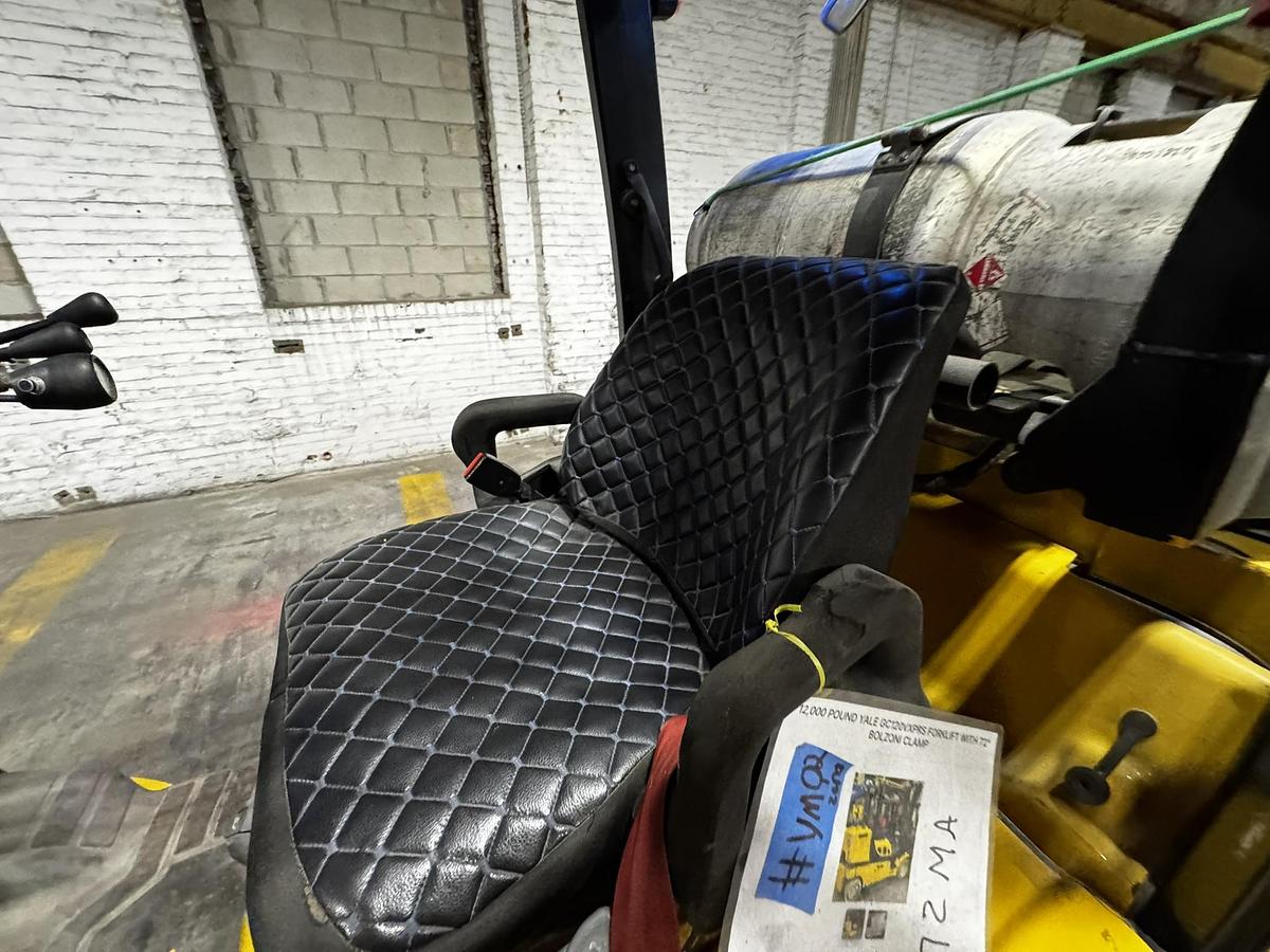 Used 12,000 POUND YALE GC120VXPRS FORKLIFT WITH 72" SPLIT FRAME BOLZONI CLAMP