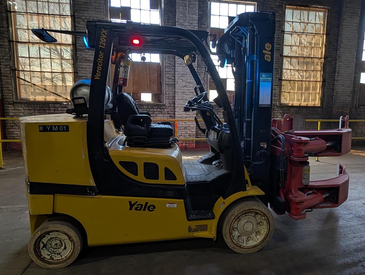 Used 12,000 POUND YALE GC120VXPRS FORKLIFT WITH 72" BOLZONI CLAMP MANUFACTURED 2021