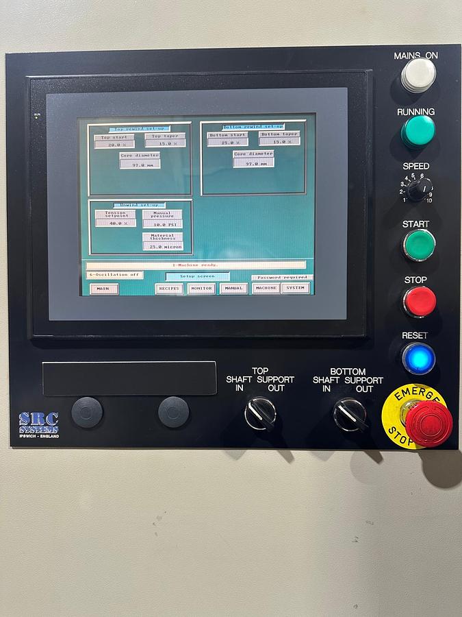 Used 63" WIDE SRC SYSTEMS LTD. MODEL 365 DUPLEX SLITTER REWINDER - OEM REFURBISHED & RUNNING