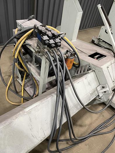 Used 97" POWELL SHAFTLESS FLOOR PICK UP UNWIND STAND 72" DIAMETER