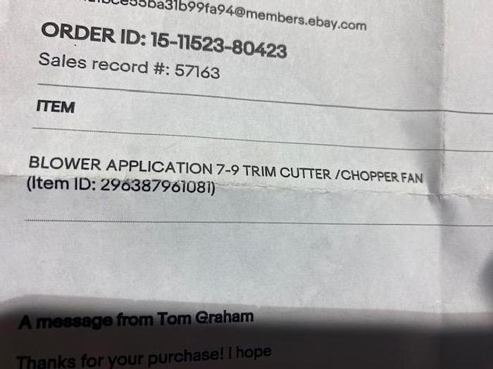 Used BLOAPCO MODEL 7-9 TRIM CHOPPER WITH FAN