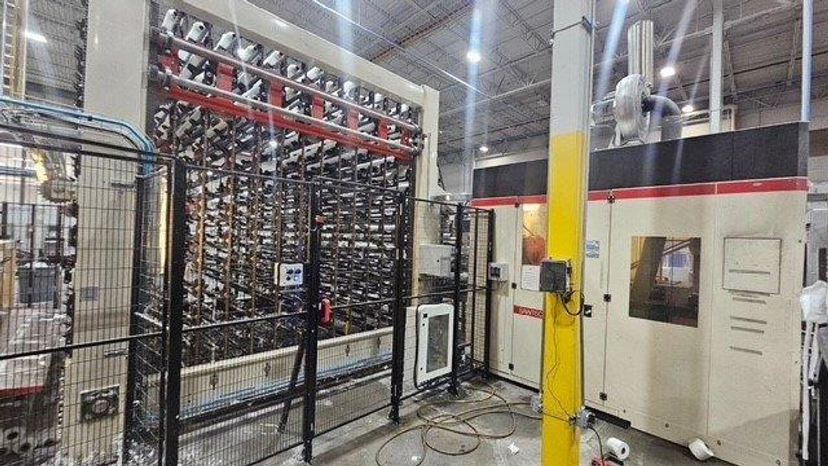 Used 108" WIDE UNIVERSAL TISSUE TECHNOLOGY BRT/KRT REWINDING LINE W/4 LANE LOG SAW