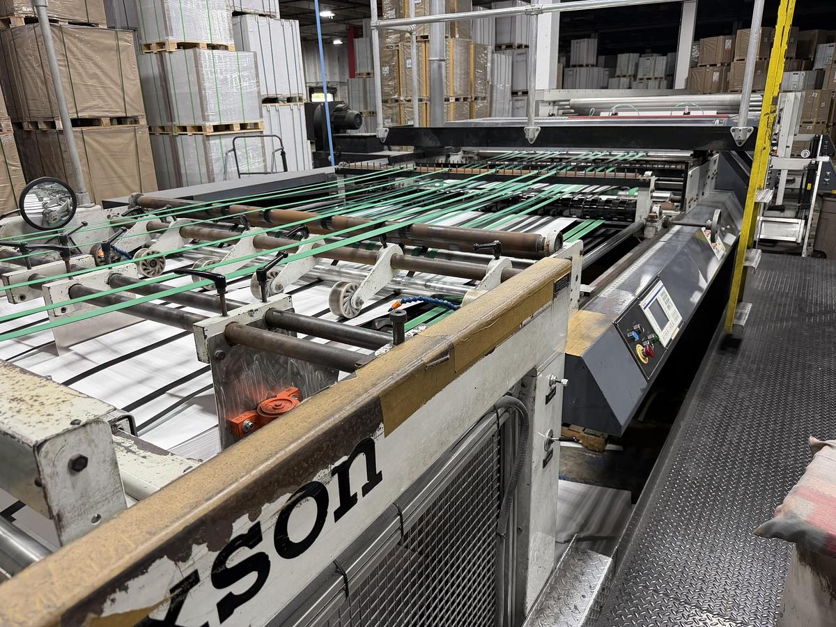 Used 65" WIDE MAXSON MDH DUAL ROTARY SHEETER - FOUR UNWIND STANDS - MANUFACTURED 2014 - PENDING LS