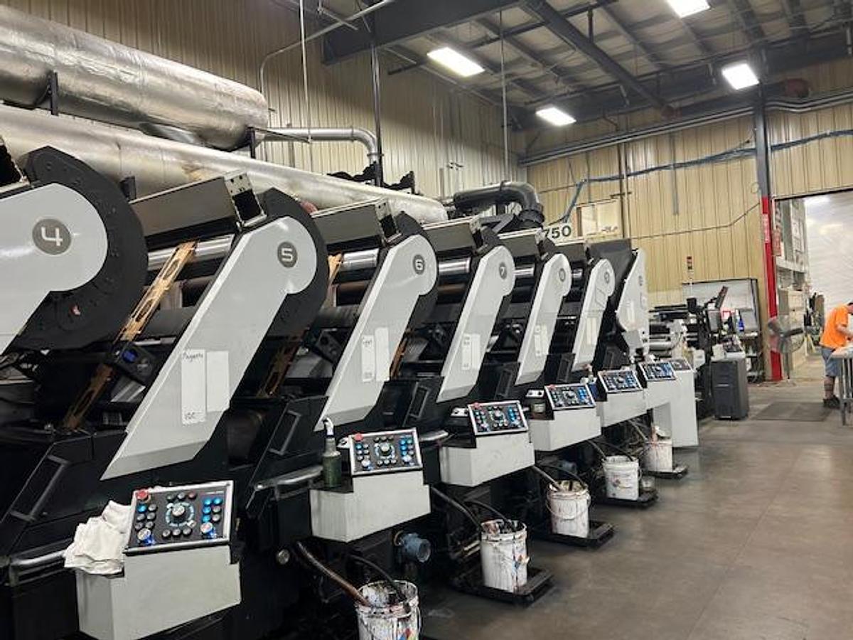 Used 28" WIDE MARK ANDY VERSAMAX 10 COLOR FLEXO PRESS MFG 2016 - UV & GAS DRYING 