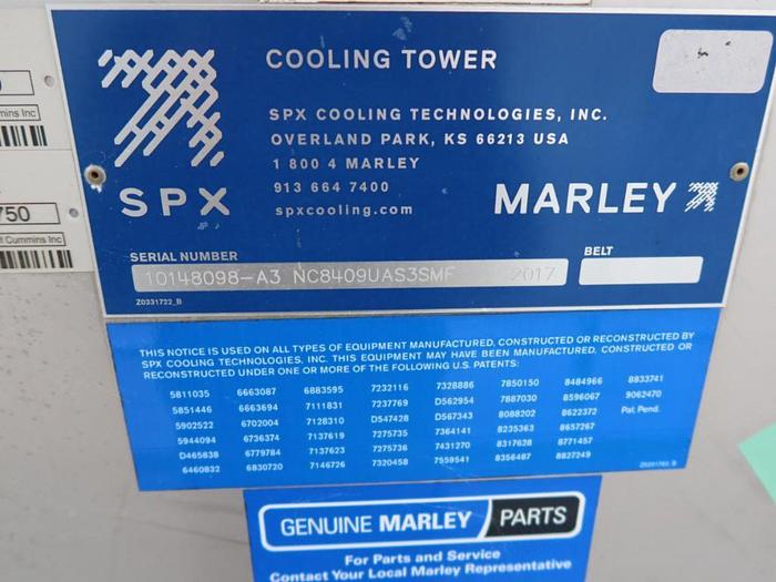 Used THREE SPX MARLEY COOLING TOWERS MANUFACTURED 2017