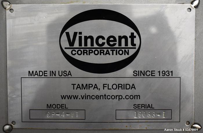 Used VINCENT MODEL CP-4-VT SCREW PRESS S/S