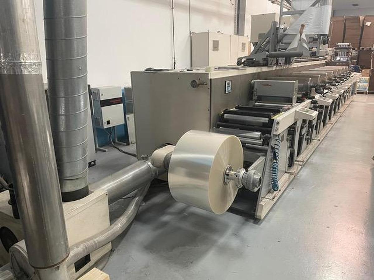 Used 16" WIDE NILPETER FA 4 NARROW WEB PRINTING PRESS 8 COLORS