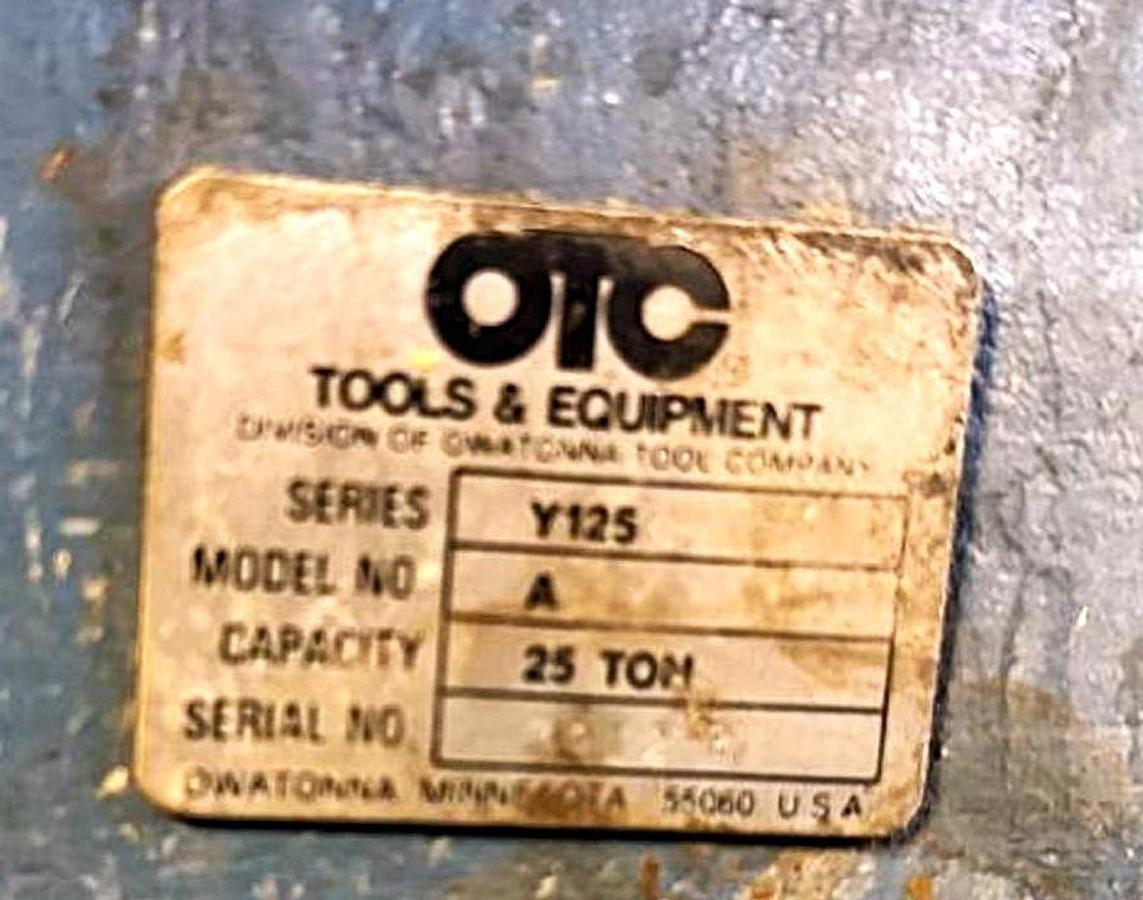 Used OTC 25 TON H-FRAME HYDRAULIC SHOP PRESS MODEL Y125