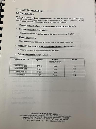 Used SIB SIBER MODEL 220 BURNER