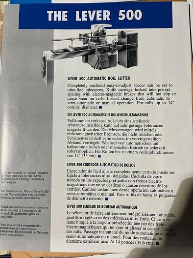 Used 85" LEVER MODEL 500 SINGLE KNIFE BOLONEY CUTTER W/ MISTER 14" DIAMETER