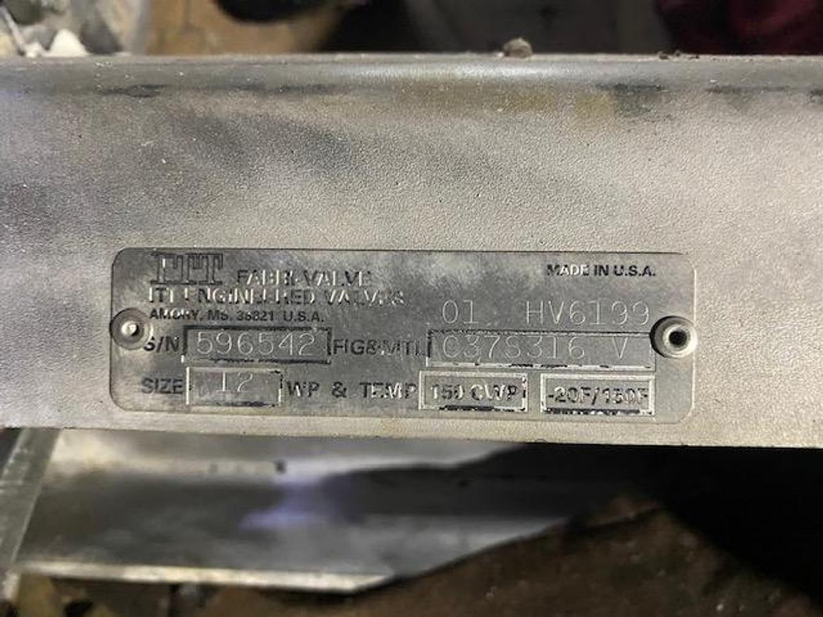 Used ITT FABRI-VALVE 12" DIA. PNEUMATIC SLIDE GATE VALVE S/S
