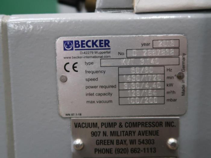 Used BECKER KVT3.140 VACUUM PUMP MANUFACTURED 2022