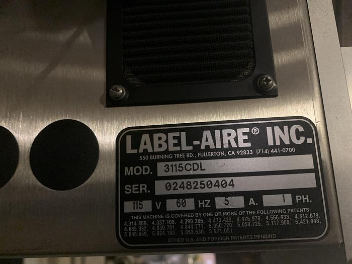 Used LABEL-AIR INC. LABEL APPLICATOR