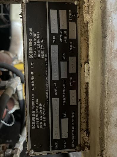 Used SCHWING KSP 25 V HD L-2D SLUDGE PUMP