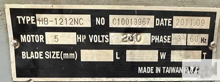 Used 2011 PEERLESS HB-1212NC HORISONTAL BAND SAW