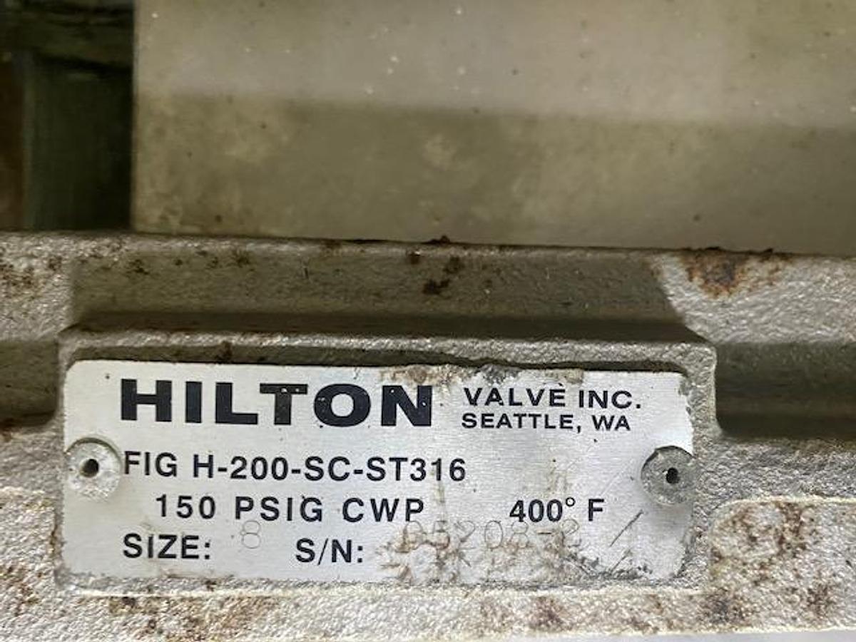Used HILTON VALVE 8" DIA. MANUAL SLIDE GATE VALVE S/S
