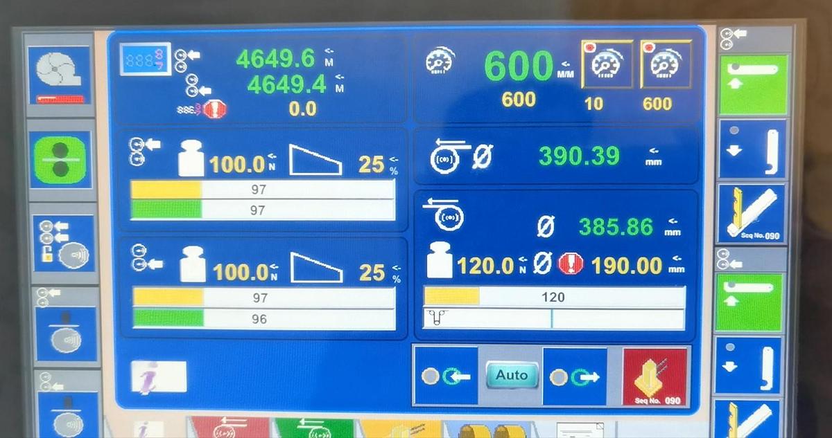 Used 82" WIDE NEW SRC SYSTEMS LTD. MODEL 810-LS DUPLEX SLITTER - 32" REWIND DIAMETER