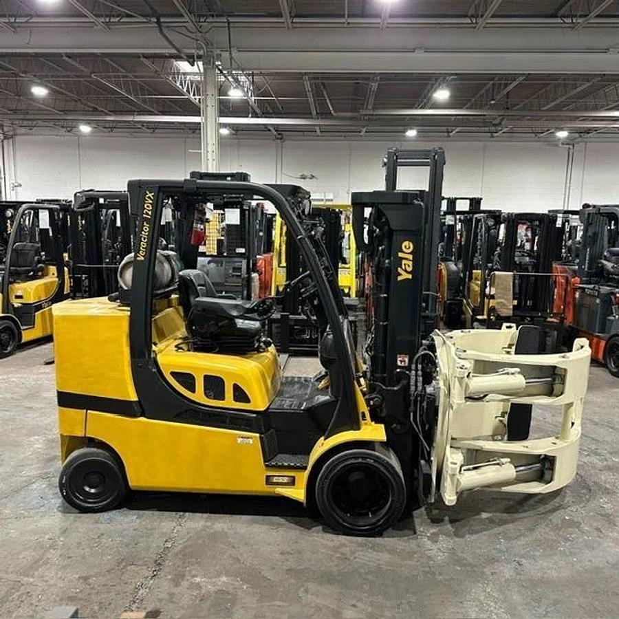 Used 12,000 POUND LB. YALE MODEL GLC120VX WITH 72" CASCADE CLAMP 85"/163" MAST LOW HOURS 3,157