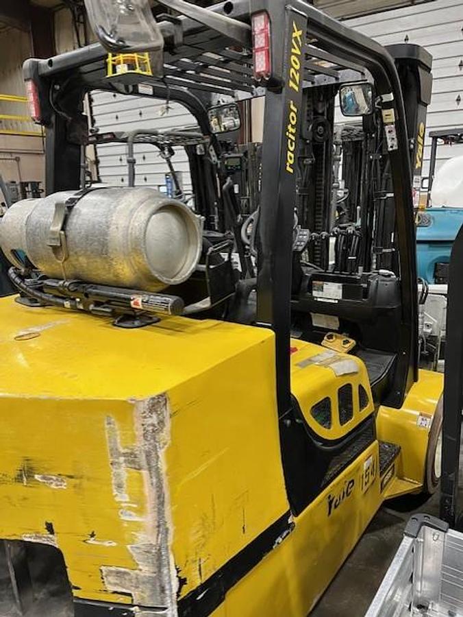 Used 12,000 POUND YALE MODEL GLC120VXPRS FORKLIFT WITH 72" CASCADE PAPER ROLL CLAMP MANUFACTURED 2019