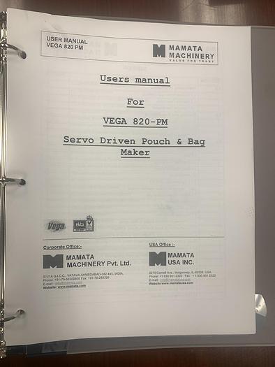 Used 2010 MAMATA VEGA-820-PLUS STAND UP POUCH MACHINE