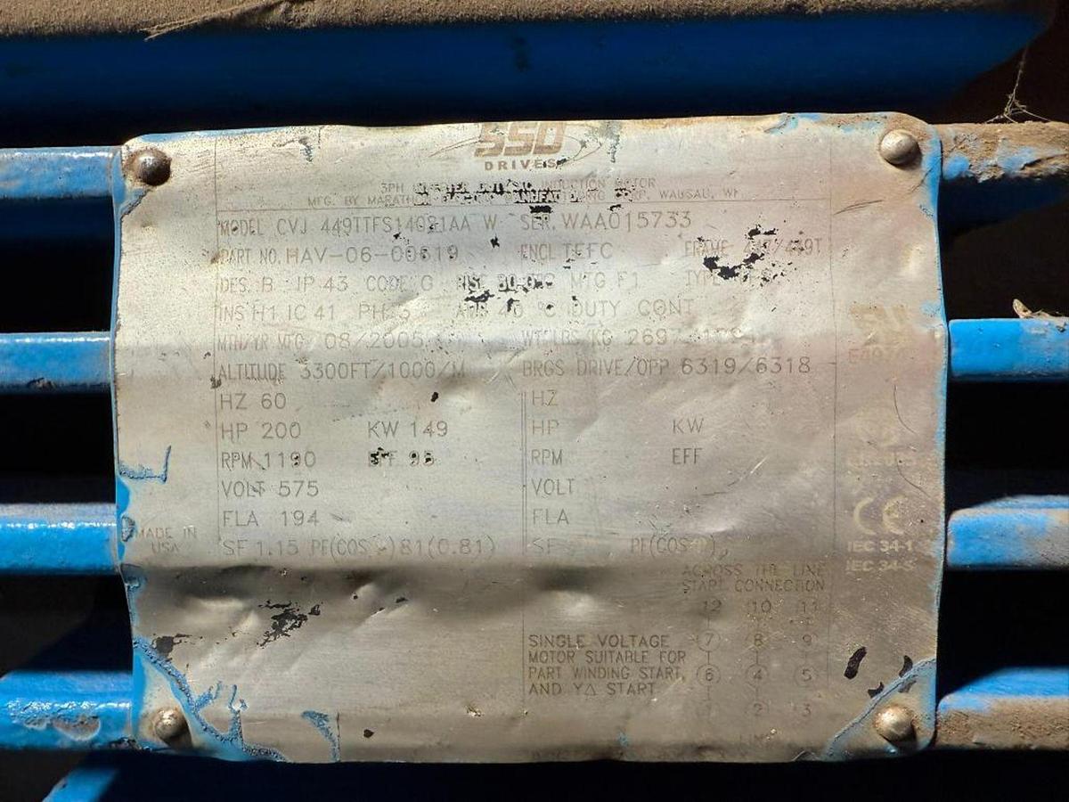 Used 200HP SSD DRIVES AC MOTOR 449T FRAME