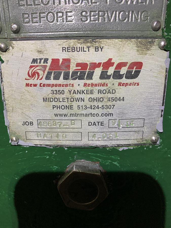 Used MARTCO HYDRAPULPER GEARBOX SIZE 3 4:0:1 RATIO