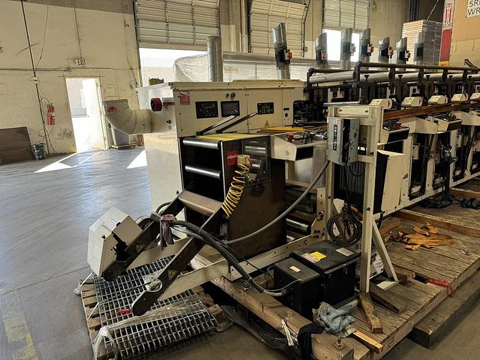 Used 13" WIDE NILPETER FB-4300 8 COLOR FLEXO PRESS 1 DIE CUTTING STATION