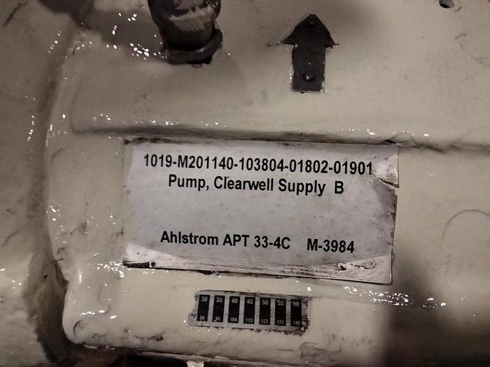 Used AHLSTROM SULZER APT 33 -4C CENTRIFUGAL PUMP CI/SS